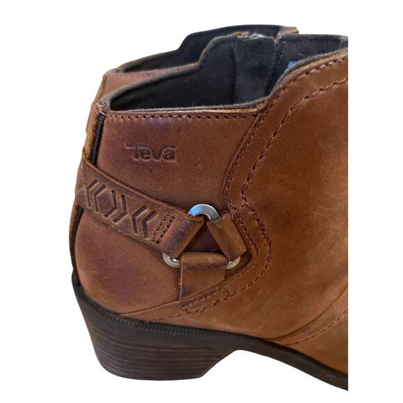Teva Foxy Womens Ankle Boots Brown Leather Distressed Harness Zip Shoe Size 6.5 - Picture 4 of 9